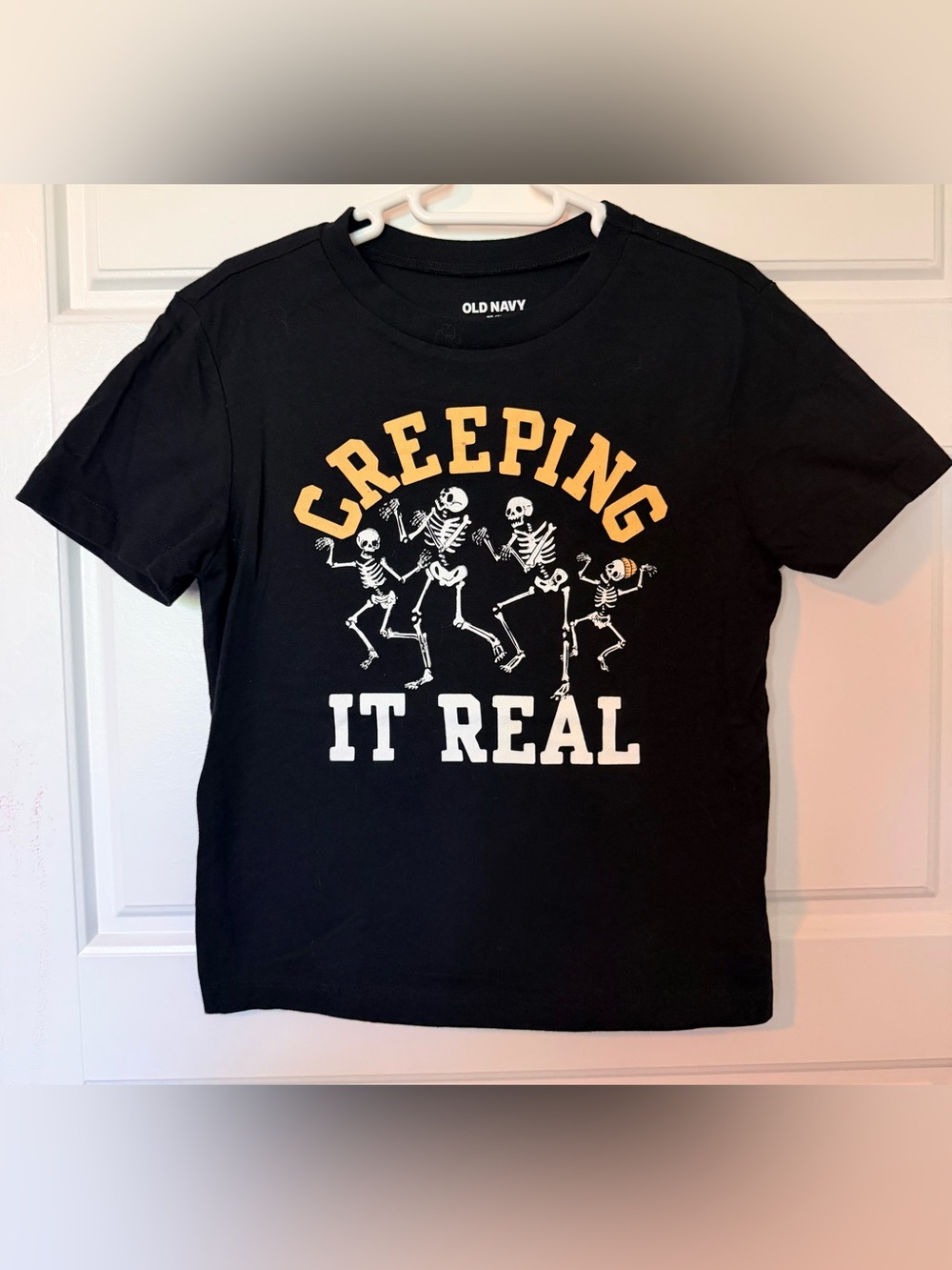 Old Navy Halloween Creeping It Real Skeleton Graphic Tee Unisex XS (5) Black